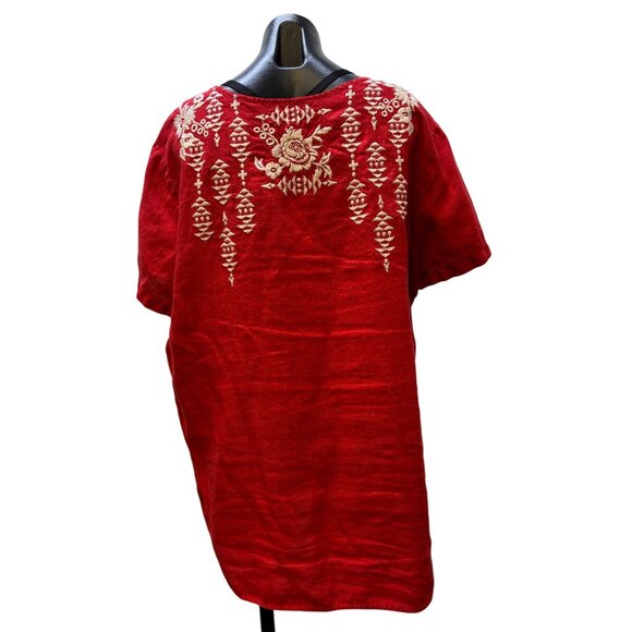 Johnny Was Los Angeles Embroidered Blouse Red XL - Picture 2 of 6